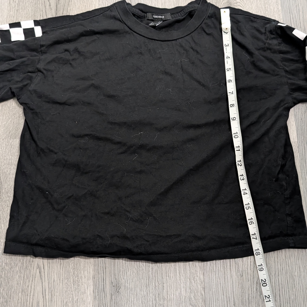 Forever 21 Checkerboard Long Sleeve Crop Top Small Emo Scene Y2K - Picture 7 of 9